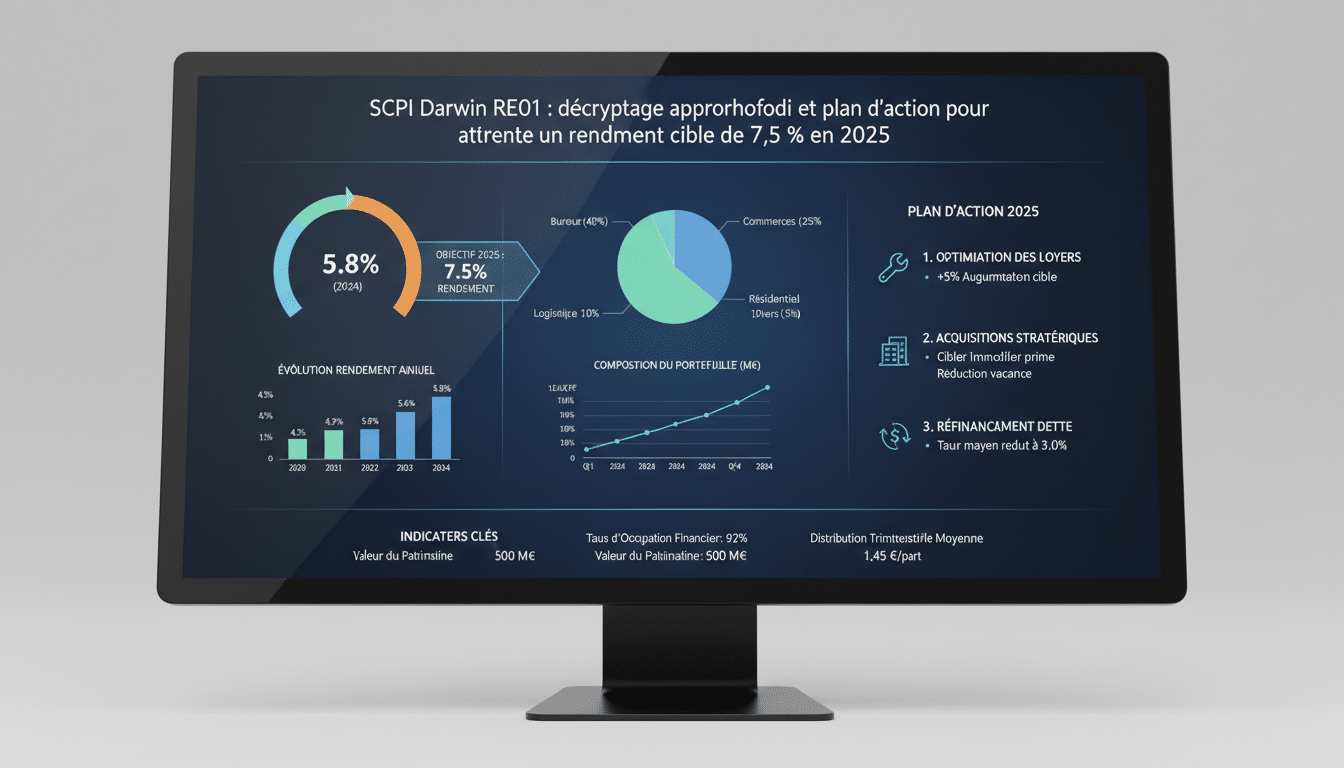 découvrez notre analyse détaillée de la scpi darwin re01 et un plan d'action stratégique pour atteindre un rendement cible de 7,5 % en 2025. optimisez vos investissements immobiliers avec nos conseils experts.