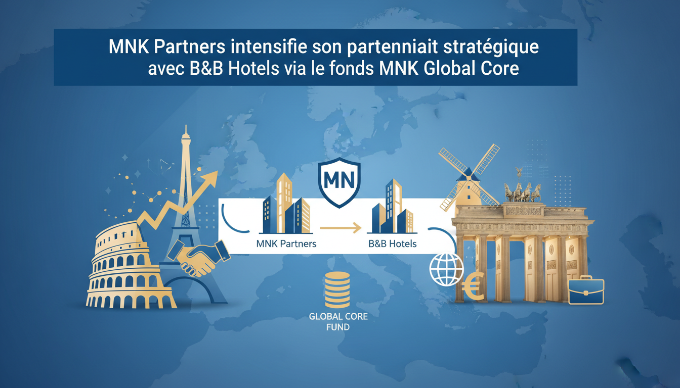 mnk partners renforce son partenariat stratégique avec b&b hotels grâce au fonds mnk global core, visant à soutenir la croissance et l'expansion dans le secteur hôtelier.