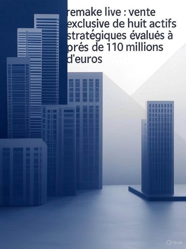 Remake Live : Vente exclusive de huit actifs stratégiques évalués à près de 110 millions d’euros découvrez la vente exclusive de huit actifs stratégiques estimés à près de 110 millions d’euros avec remake live, une opportunité unique d’investissement.