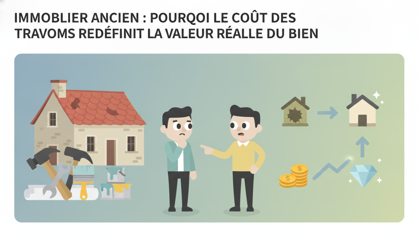 Immobilier ancien : pourquoi le coût des travaux redéfinit la valeur réelle du bien découvrez comment le coût des travaux impacte la véritable valeur des biens immobiliers anciens et pourquoi il est essentiel de le prendre en compte avant d'investir.
